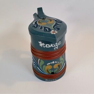 Norwegian Rosemaling Handpainted‎ Crafted Wood Beer Stein Norge Art Scandinavian